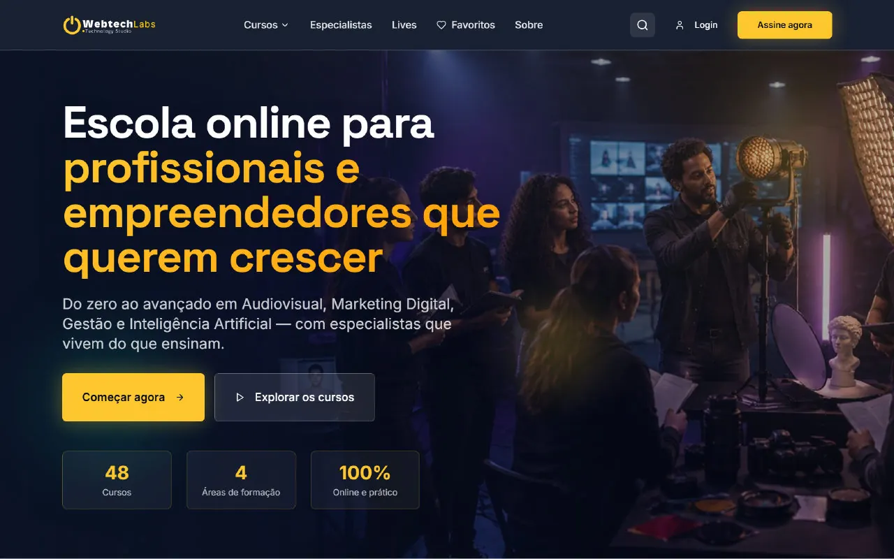 Página inicial da Webtech Academy